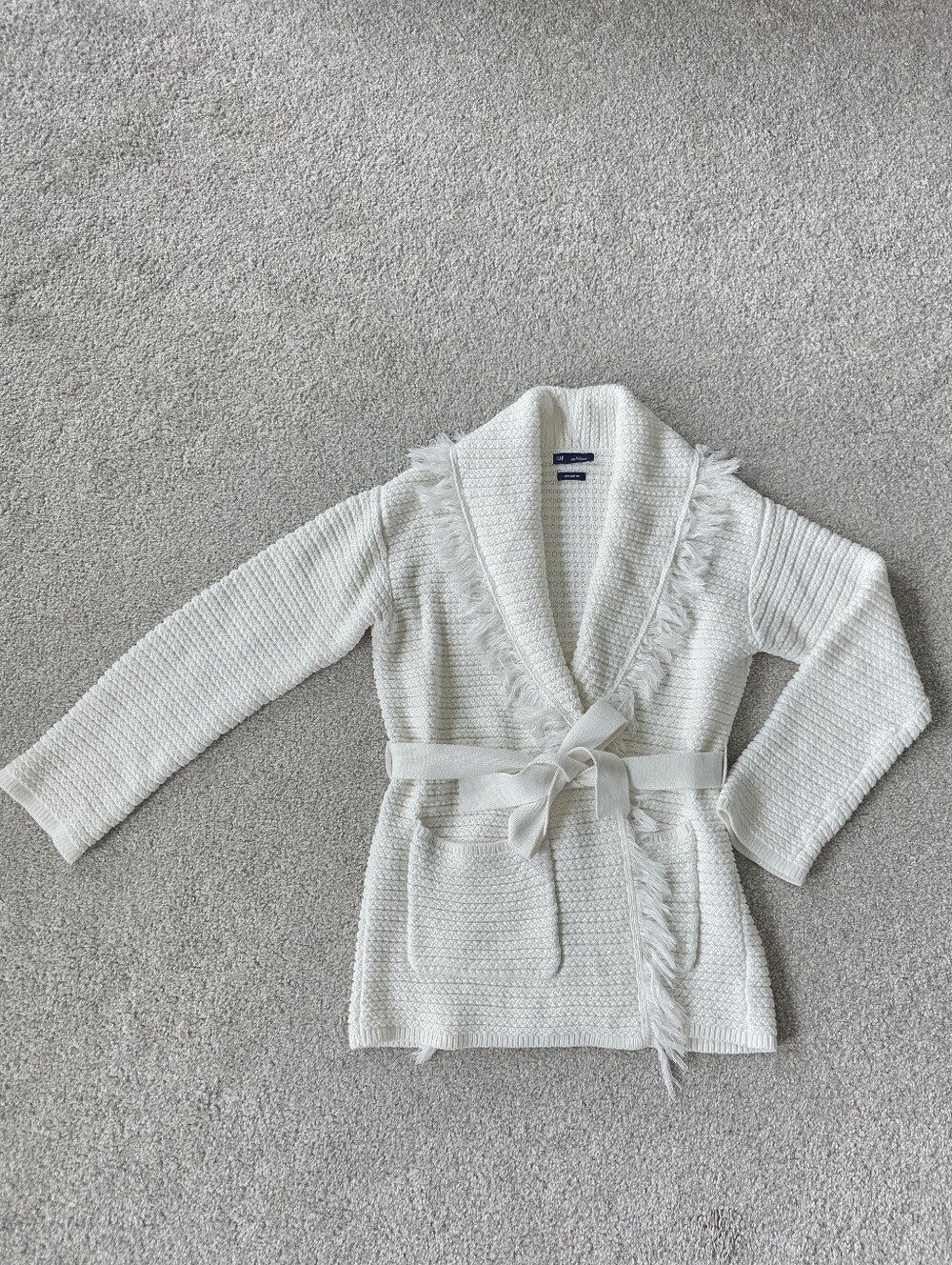 GAP Knit Fringe Shawl Cardigan with Belt